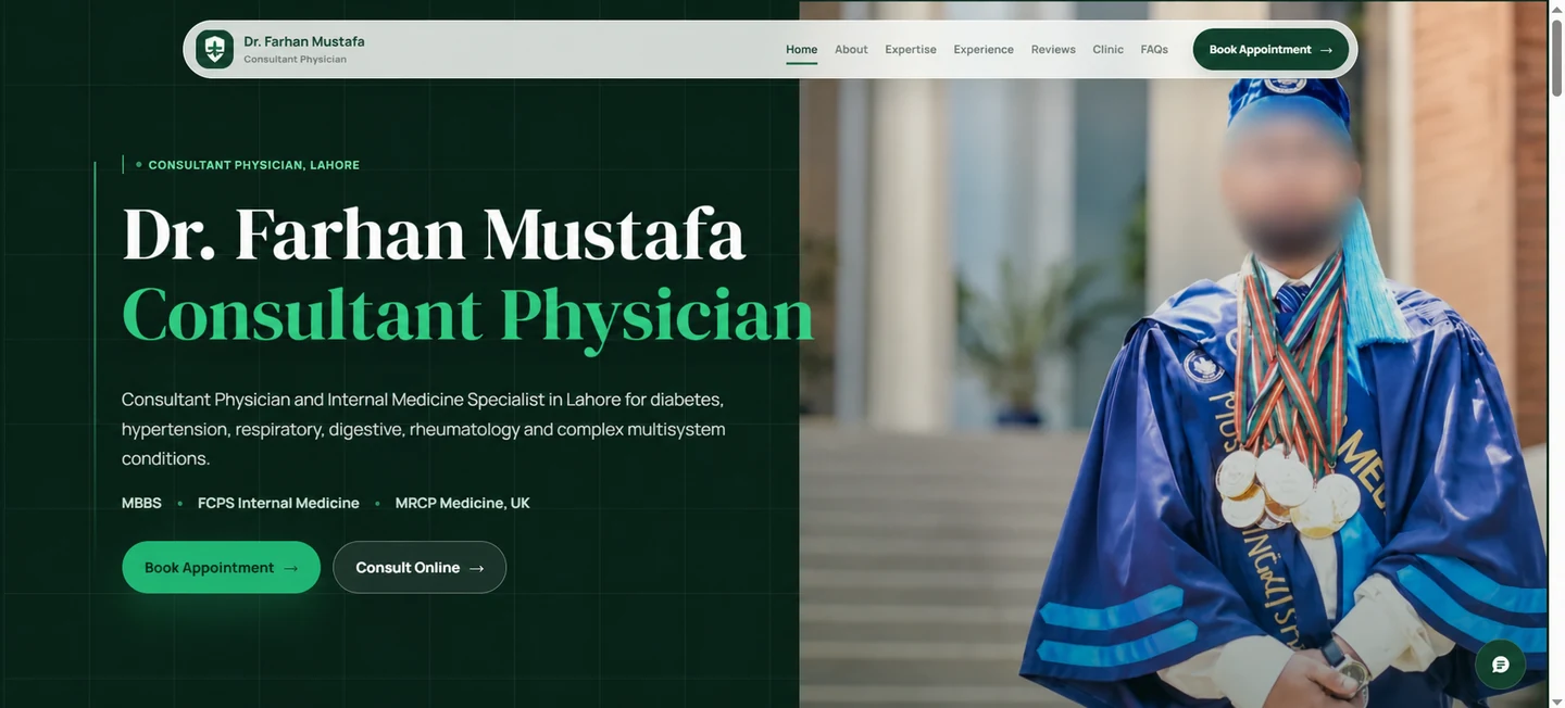 Doctor website home page