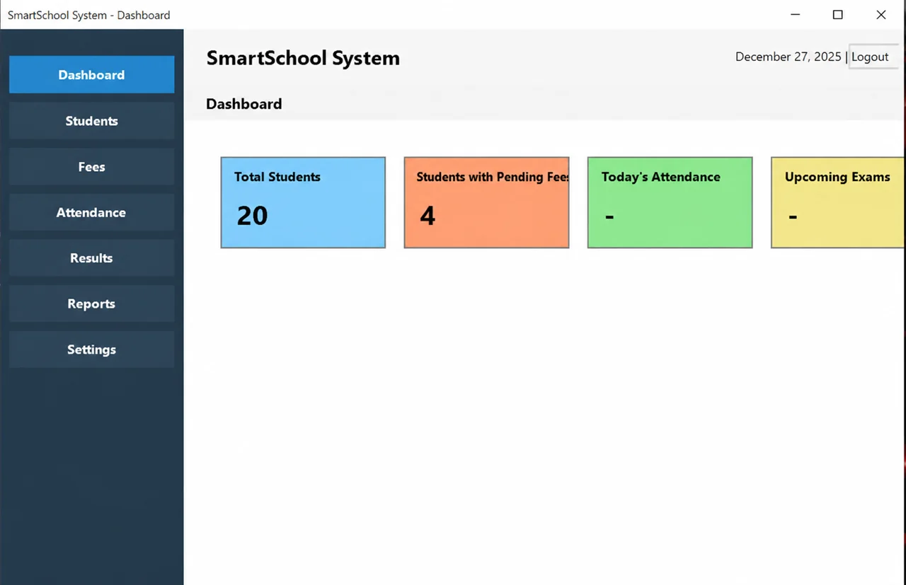 School Management System dashboard